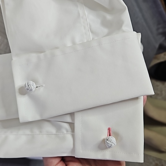 Pink Tartan pique tuxedo tunic shirt-white size 6 - Picture 6 of 9